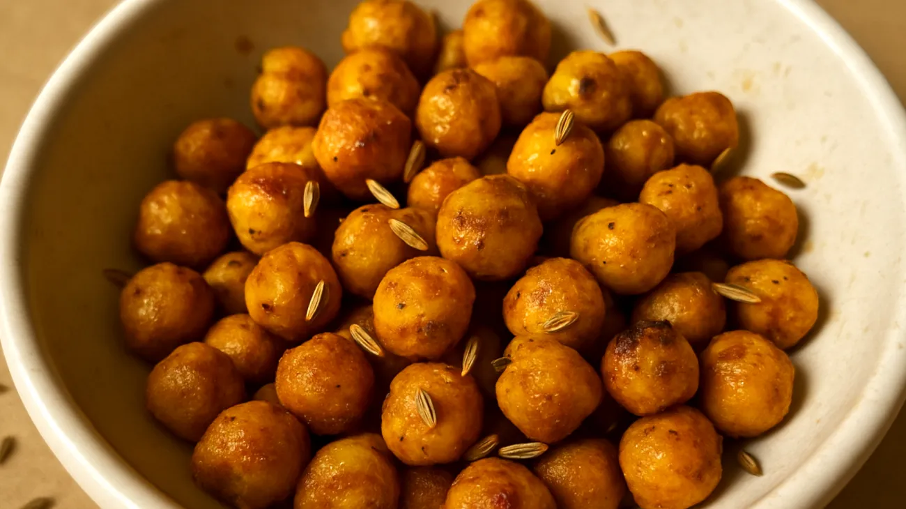Geröstete Kichererbsen mit Fenchelsamen und Kurkuma"