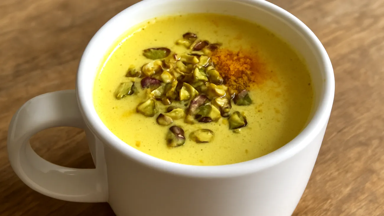 Goldene Milch mit Ashwagandha und Pistazien"